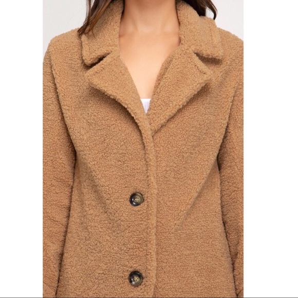 1 LEFT🎄Brooke Faux Fur Pea Coat-Camel - Picture 3 of 3